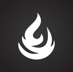 Flame icon on black background for graphic and web design, Modern simple vector sign. Internet concept. Trendy symbol for website design web button or mobile app