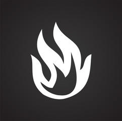 Flame icon on black background for graphic and web design, Modern simple vector sign. Internet concept. Trendy symbol for website design web button or mobile app