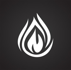 Flame icon on black background for graphic and web design, Modern simple vector sign. Internet concept. Trendy symbol for website design web button or mobile app