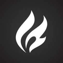 Flame icon on black background for graphic and web design, Modern simple vector sign. Internet concept. Trendy symbol for website design web button or mobile app