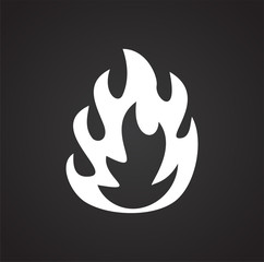 Flame icon on black background for graphic and web design, Modern simple vector sign. Internet concept. Trendy symbol for website design web button or mobile app