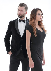 Handsome man and woman in black dress
