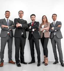 Fototapeta na wymiar Portrait of business people standing on a white background