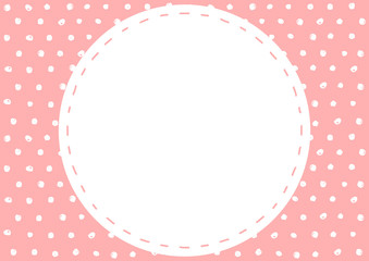 手描き　ステッチフレーム　ドット背景