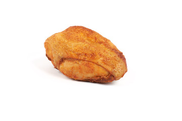 Roasted chicken breast isolated on white. Piece of meat