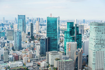 Obraz premium urban city skyline aerial view in Tokyo, Japan
