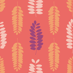 Tree leaf silhouettes seamless pattern. Vector illustration