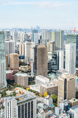 Fototapeta premium widok z lotu ptaka miejskich panoramę miasta w Tokio, Japonia