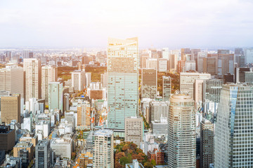 Fototapeta na wymiar urban city skyline aerial view in Tokyo, Japan