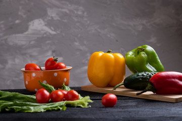 healthy vegetables for salad, top view