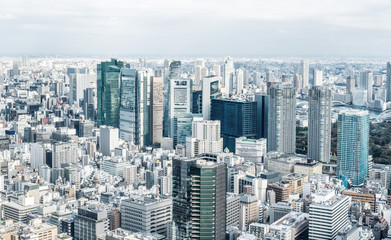 Obraz premium urban city skyline aerial view in Tokyo, Japan