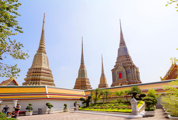 Fototapeta premium Bangkok, Thailand Wat Pho Temple Of The Reclining Buddha. Wat Pho is the oldest Buddhist temple in Bangkok, built in the XII century. There are many beautiful pagodas on the territory.