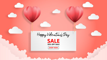 Creative Valentines day sale vector illustration background with Advertising banners.