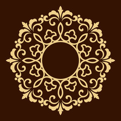 Decorative frame Elegant vector element for design in Eastern style, place for text. Floral golden border. Lace illustration for invitations and greeting cards.