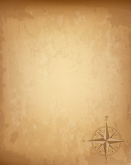 Old vintage paper with wind rose compass sign. Highly detailed vector illustration.