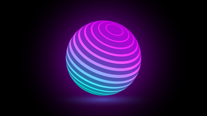 Neon luminescent 3D ball with gradient and a glow effect