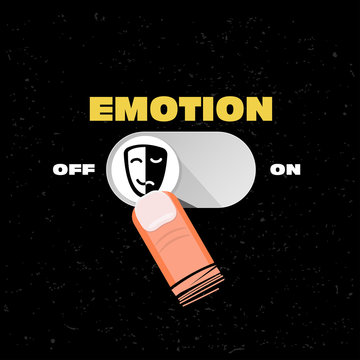 emotion button on and off. emotion management concept - vector