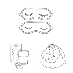 Isolated object of dreams and night logo. Set of dreams and bedroom stock vector illustration.