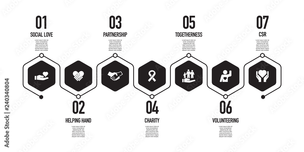 Sticker charity infographic concept