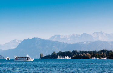 Sightseeing tour boat in lake Lucerne, Switzerland