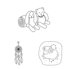 Vector design of dreams and night logo. Set of dreams and bedroom stock symbol for web.