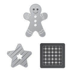 Isolated object of biscuit and bake symbol. Set of biscuit and chocolate stock vector illustration.