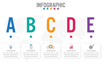 Business infographic labels template with 5 options.Creative concept for infographic.
