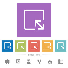 Resize object flat white icons in square backgrounds