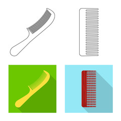 Isolated object of brush and hair icon. Collection of brush and hairbrush stock vector illustration.