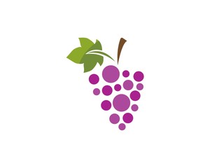 Grape with leaf icon vector template
