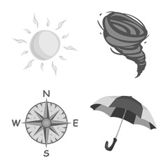 Vector design of weather and climate icon. Collection of weather and cloud stock vector illustration.