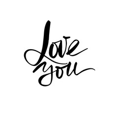 Obraz premium Love calligraphy inscription. Love You. Modern brush calligraphy.