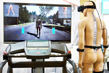 Rehabilitation device with virtual reality