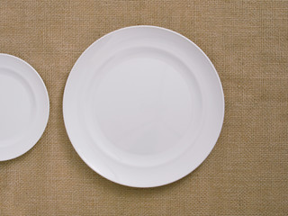 plate on linen background