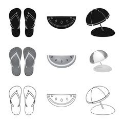 Isolated object of equipment and swimming icon. Collection of equipment and activity stock symbol for web.