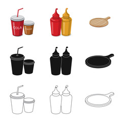 Isolated object of pizza and food sign. Set of pizza and italy stock symbol for web.