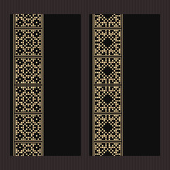 Golden frame in latvian style. Seamless tiled border for design. Baltic background. Luxury card or menu template with dotted tiles and place for text.