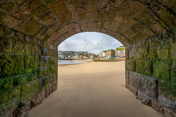 View Through Arch, St Ives Harbour, North Cornwall, UK
