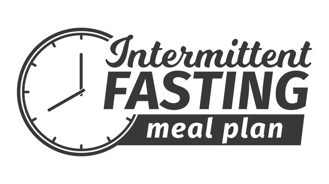 Logo of Intermittent fasting meal plan. Clock face symbolizing the principle of Intermittent fasting. Vector illustration. Infographic