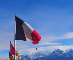 French flag fluttering in the wind