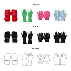 Vector design of glove and winter logo. Set of glove and equipment vector icon for stock.