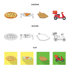 Vector illustration of pizza and food sign. Collection of pizza and italy stock vector illustration.