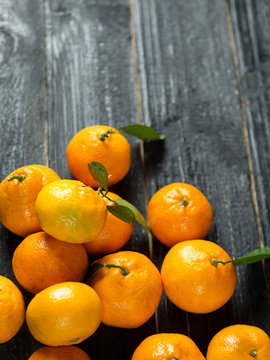Natural tangerines on the table