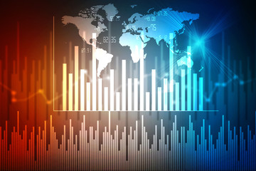 2d rendering Stock market online business concept. business Graph 