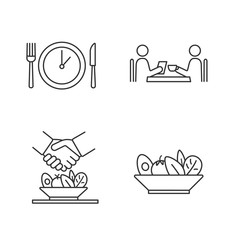 Business lunch linear icons set