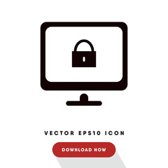 Padlock on a screen vector icon