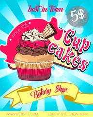 Vintage cupcake poster design.