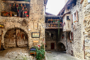 Fototapeta na wymiar medieval village, canale di tenno, trentino, Italy