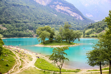 tenno lake in trentino mountains, Italy