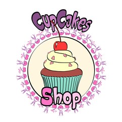 Vintage cupcake poster design.